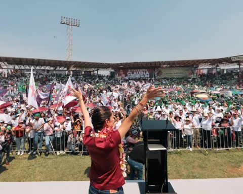 Claudia Sheinbaum Pardo, durante un encuentro en Veracruz.
