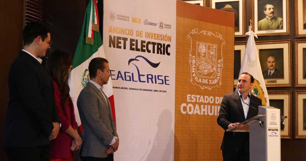 Con la llegada de Eaglerise NET Electric, suman 14 inversiones en lo que va de la administración de Manolo Jiménez.