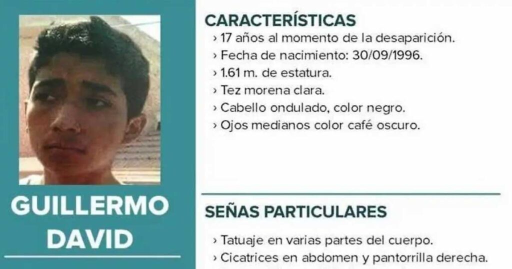 Ficha de búsqueda de Guillermo David Contreras Castañeda con fotografía y datos.
