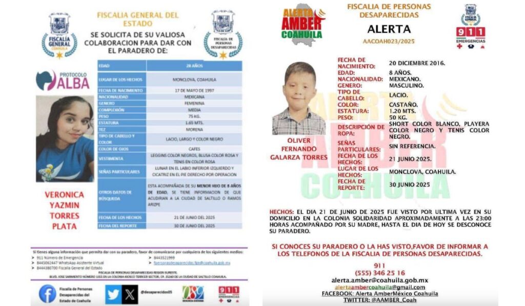 Desaparecen madre e hijo en Monclova: buscan pistas sobre su paradero